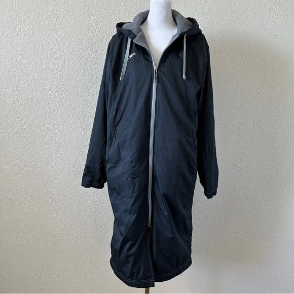 SPEEDO Unisex Team Parka Swim Coverup Hoodie in Black Sz. Small - Picture 4 of 12